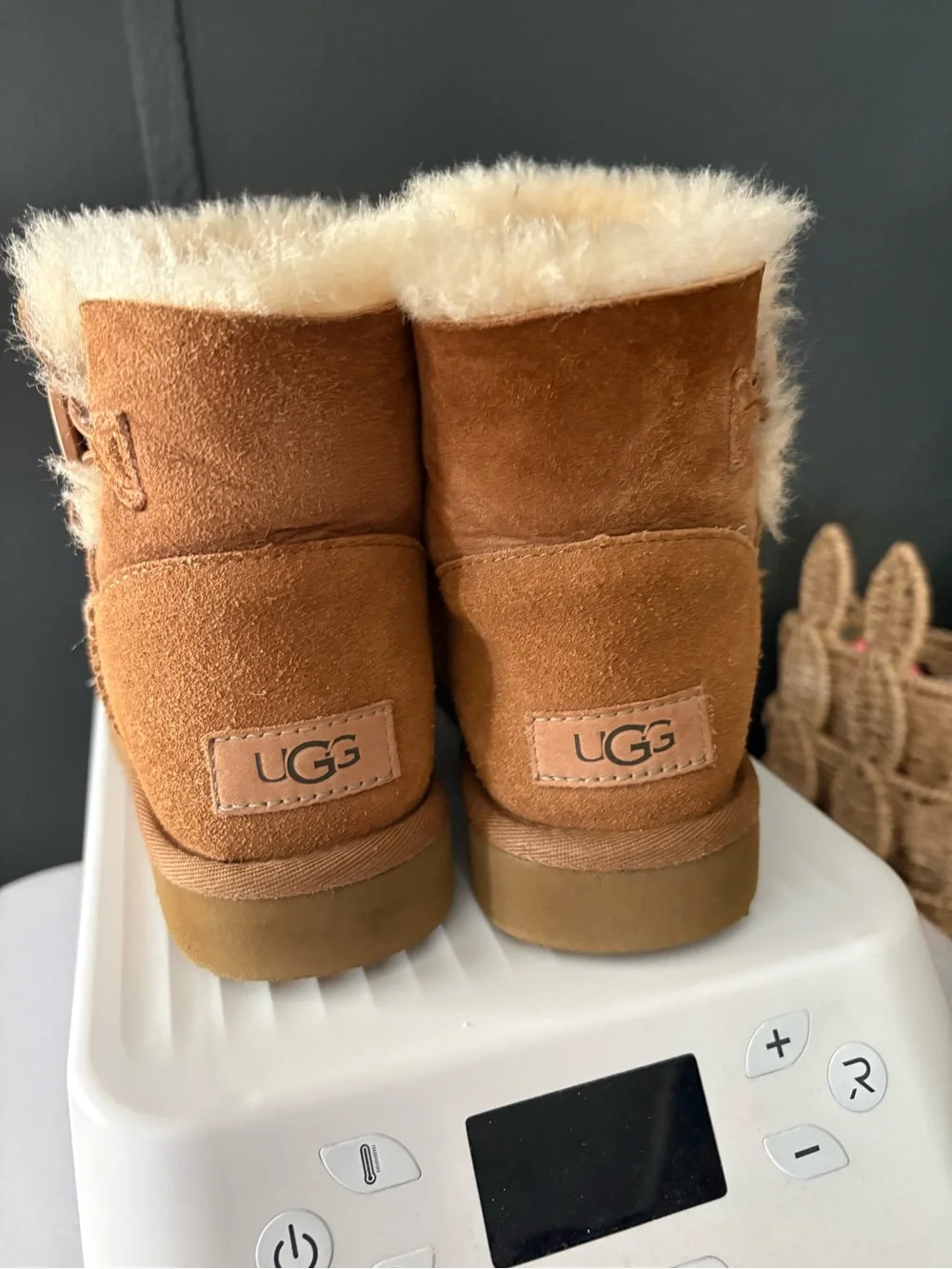 UGG Chestnut Suede Mini Button Boot